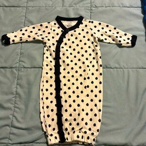 BOGO BABY B&W polka dot cotton gown
